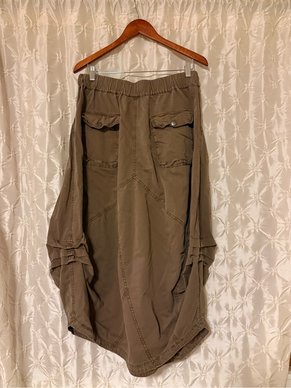 Free People Willow Poplin Midi Maxi Skirt Brown Utility Boho Parachute - Picture 7 of 14